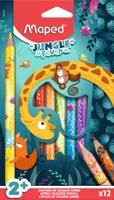 Kleurpotlood maped jungle fever jumbo 12 kleuren