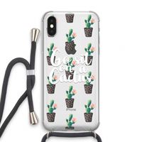 Cactus quote: iPhone XS Transparant Hoesje met koord