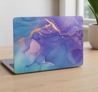 Laptop sticker paarse aqua marmer skin