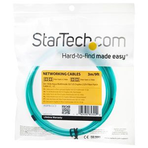 StarTech.com 3 m 10 Gb Aqua multimode 50/125 duplex LSZH glasvezelpatchkabel LC LC