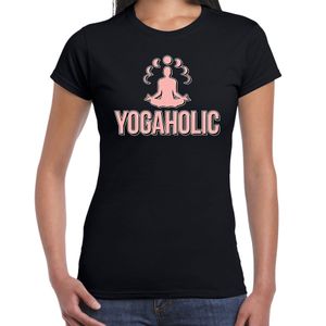 Yogaholic t-shirt zwart dames - Sport / hobby shirt