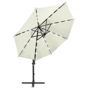 The Living Store Tuinparasol LED-verlichting - Zand - 300 x 238 cm (ø x H)