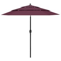 vidaXL Parasol 3-laags met aluminium paal 2,5 m bordeauxrood - thumbnail