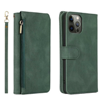 iPhone 15 Plus hoesje - Bookcase - Pasjeshouder - Portemonnee - Rits - Kunstleer - Groen