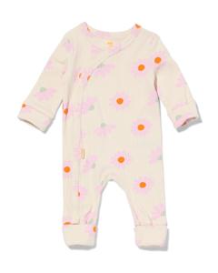HEMA Newborn Meegroei Boxpakje Rib Bamboe Met Stretch Bloemen Ecru (ecru)