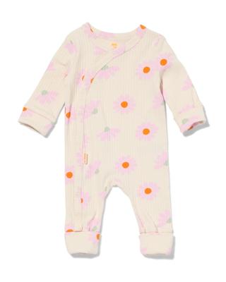 HEMA Newborn Meegroei Boxpakje Rib Bamboe Met Stretch Bloemen Ecru (ecru)