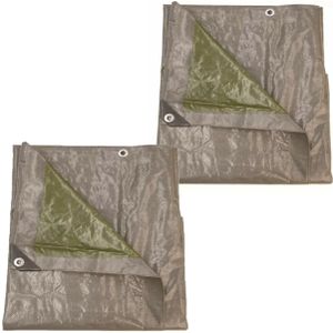 Set van 2x afdekzeilen/dekzeilen grijs/groen waterdicht kunststof 140 gr/m2 - 600 x 400 cm