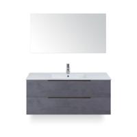 Seville Badmeubelset 120 cm - 2 laden Beton Antrac Edge - Wastafel Enjoy Enkel - met Spiegel