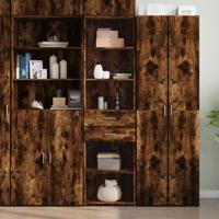 Hoge kast 50x42,5x185 cm bewerkt hout gerookt eikenkleurig
