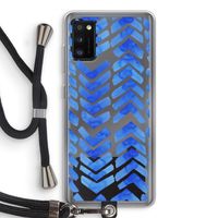Blauwe pijlen: Samsung Galaxy A41 Transparant Hoesje met koord