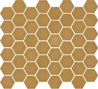 Tegelsample: The Mosaic Factory Valencia hexagon glasmozaïek tegels 28x33 mustard mat
