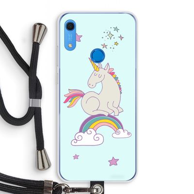 Regenboog eenhoorn: Huawei Y6s Transparant Hoesje met koord