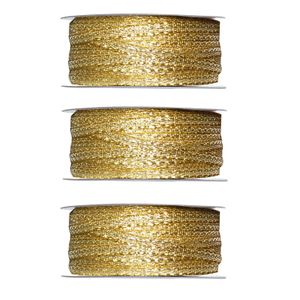 3x Hobby/decoratie metallic gouden sierlinten 3 mm x 25 meter