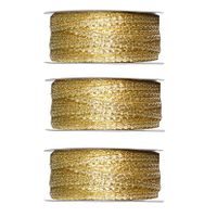 3x Hobby/decoratie metallic gouden sierlinten 3 mm x 25 meter