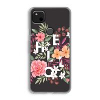 Hello in flowers: Google Pixel 4a Transparant Hoesje