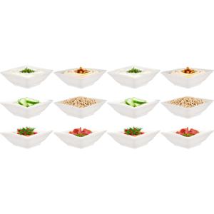 Vessia amuse kommetjes/serveer schaaltjes - set 12x stuks - wit - 12 x 12 x 4 cm - keuken/tafel