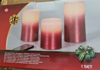 LED kaarsen/stompkaarsen met bewegende vlam en afstandsbediening - roodkleurig - set van 3 - thumbnail