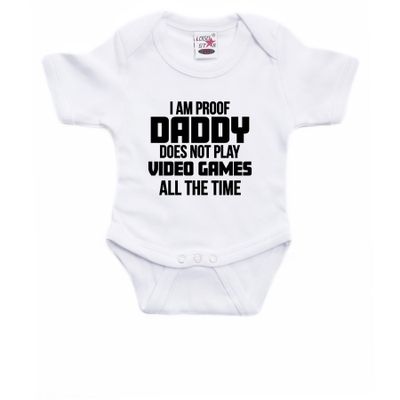 Proof daddy does not only play games cadeau baby rompertje wit jongen/meisje