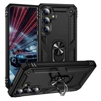 Lunso Samsung Galaxy S25 FE hoesje - Armor backcover met ringhouder - Zwart