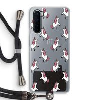 Eenhoorns overal: OnePlus Nord Transparant Hoesje met koord