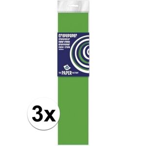 3x Crepe papier plat neon lime 250 x 50 cm knutsel materiaal