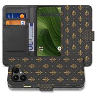 Franse Lelie Design in Bruin Goud voor Fairphone 6 | Bookcase Hoesje met Volledige Bescherming