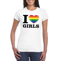 I love girls regenboog t-shirt wit dames