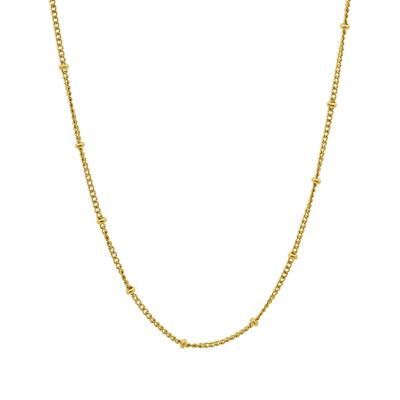 Platte schakelketting met bolletjes - Stainless steel - Goud - 50 - 52 - 54 cm