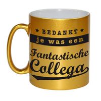 Bedankt je was een fantastische collega mok / beker goud bedankt cadeau collega 330 ml   -