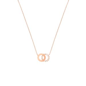 Ketting Rondjes goud-zirconia rosegoud-wit 40-44 cm