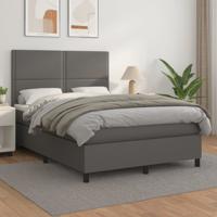 Boxspring met matras kunstleer grijs 140x190 cm