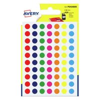 Avery PSA08MX ronde markeringsetiketten, diameter 8 mm, blister van 420 stuks, geassorteerde kleuren