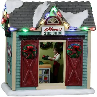 Lemax mom's she shed verlicht kerstdorp tafereel Harvest Crossing 2022