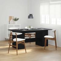 Eettafel Zwart Eiken 180x90x76 cm Bewerkt Hout