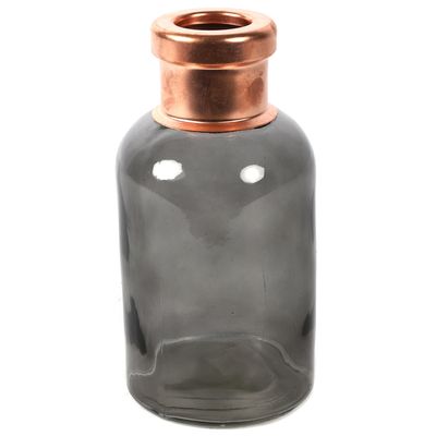 Bloemenvaas Firm Bottle - transparant grijs/koper - glas - D10 x H21 cm