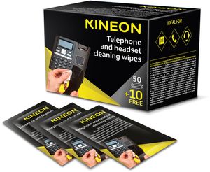 Kineon schoonmaakdoekjes voor telefoon en headsets, individueel verpakt, doos van 50 + 10 gratis