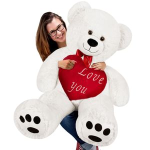 Zachte Teddybeer XXL Wit incl. Hartkussen