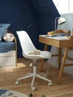 Kinderbureaustoel met wieltjes wit