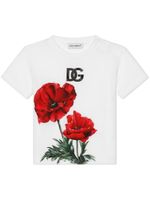 Dolce & Gabbana Kids t-shirt fleuri à logo imprimé - Blanc