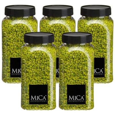 Mica Decorations decoratie stenen/granulaat - 5x - 650ml - groen - hobby steentjes