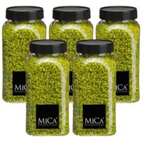 Mica Decorations decoratie stenen/granulaat - 5x - 650ml - groen - hobby steentjes