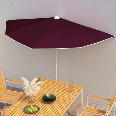 Parasol half met paal 180x90 cm bordeauxrood