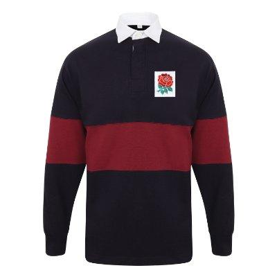 Rugby Vintage - Engeland Panelled Retro Rugby Shirt - Navy/ Burgundy