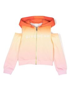 Givenchy Kids sweat zippé à effet dégradé - Orange