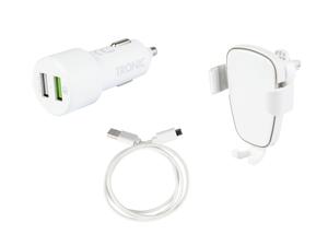 TRONIC Smartphonehouder met Qi-laadfunctie (Wit)