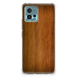 Motorola Moto G72 Stevig Telefoonhoesje Donker Hout