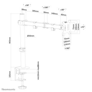 Neomounts FPMA-D550BLACK Monitor-tafelbeugel 1-voudig 25,4 cm (10) - 81,3 cm (32) Zwart Zwenkbaar, Roteerbaar, Kantelbaar