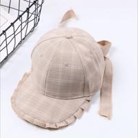 Women Sweet Style Plaid Big Bow-Knot Baseball Cap Size:Adjustable(Khaki)