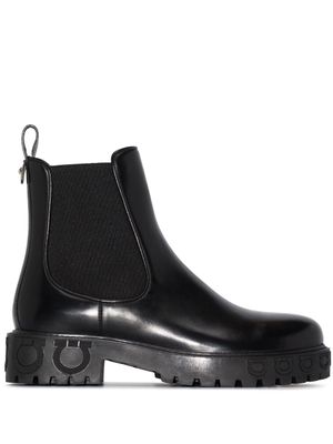Ferragamo bottines chelsea à logo Gancini - Noir