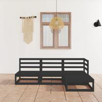 4-delige Loungeset massief grenenhout zwart